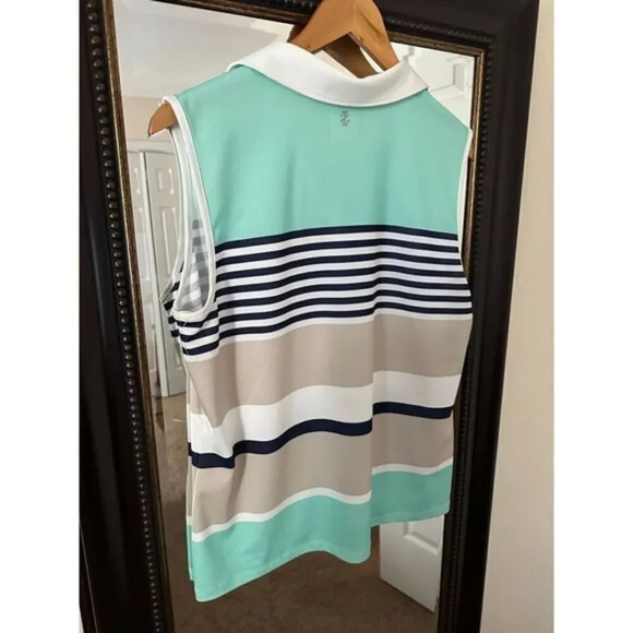 Izod Women’s Sleeveless Polo Shirt Size XL Striped Golf Tennis Top Collared Tank - Picture 4 of 5